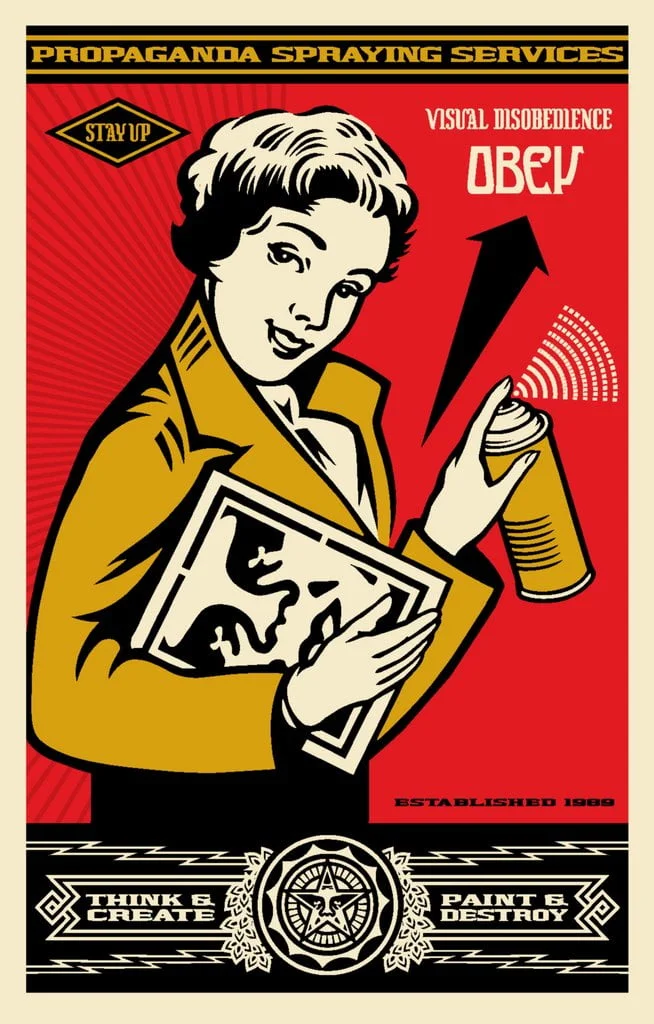 Edition Lithographie Street Art Obey - Shepard Fairey - Stay Up Girl and Print 1 Obey - Stay-Up-Girl-and-Print